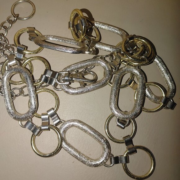 Link Belt Vintage Gold Silver Metal Chain Oval Round Clasp Closure Adjustable - Picture 8 of 8